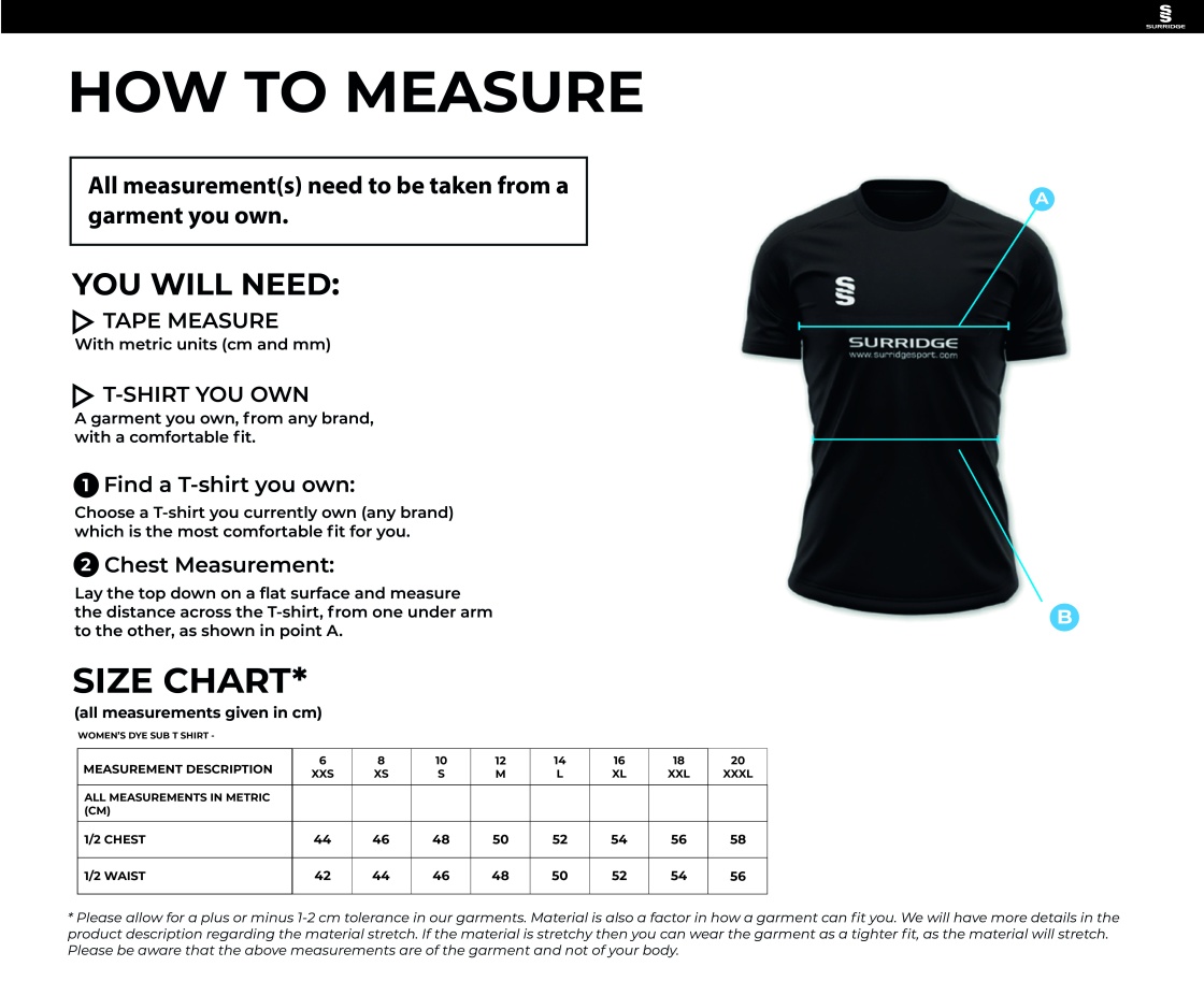 PETER SYMONDS COLLEGE - FOOTBALL SHIRT - Women's Fit - Size Guide