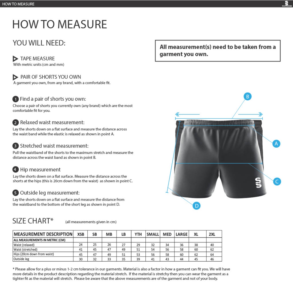 PETER SYMONDS COLLEGE HOCKEY SHORTS - Size Guide