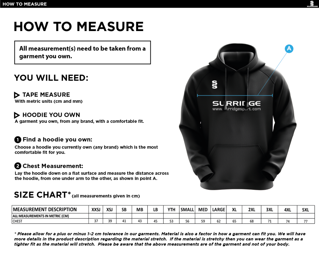 PSC Sport & PE - Fuse Hoody - Navy / White - Unisex Fit - Size Guide