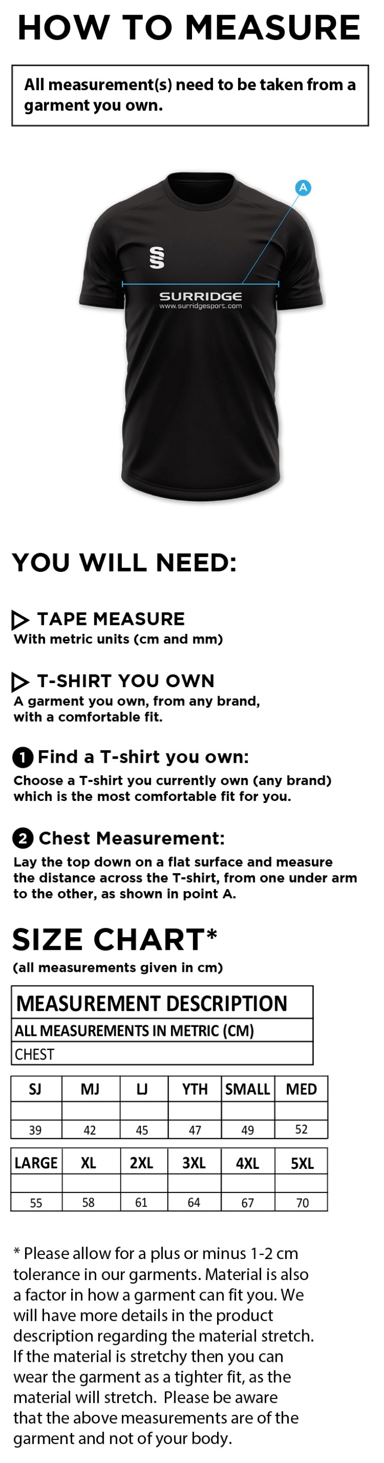 PSC Students - Impact T-Shirt - Navy - Unisex Fit - Size Guide