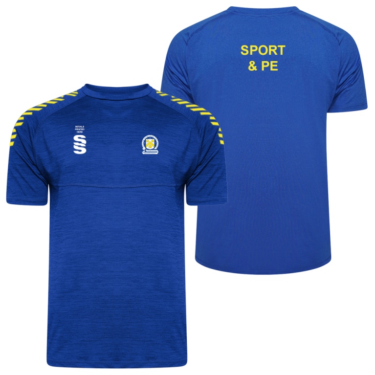 PSC Sport & PE - Dual Gym T-shirt - Royal - Unisex Fit