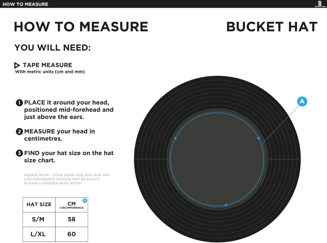 PSC - Dual Bucket Hat - Navy - Size Guide